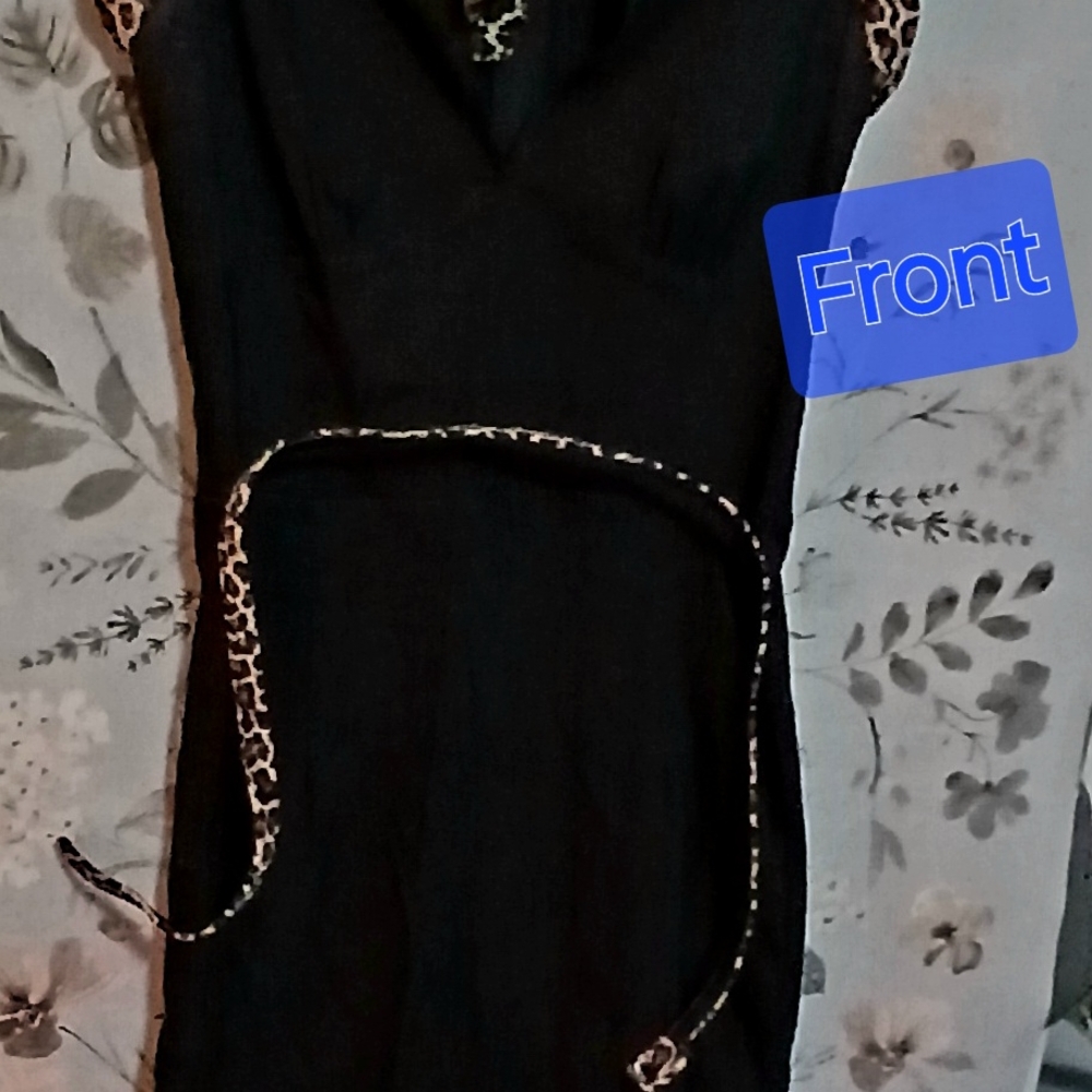 Elegant Black Dress with Leopard Accents By PinUp Couture
